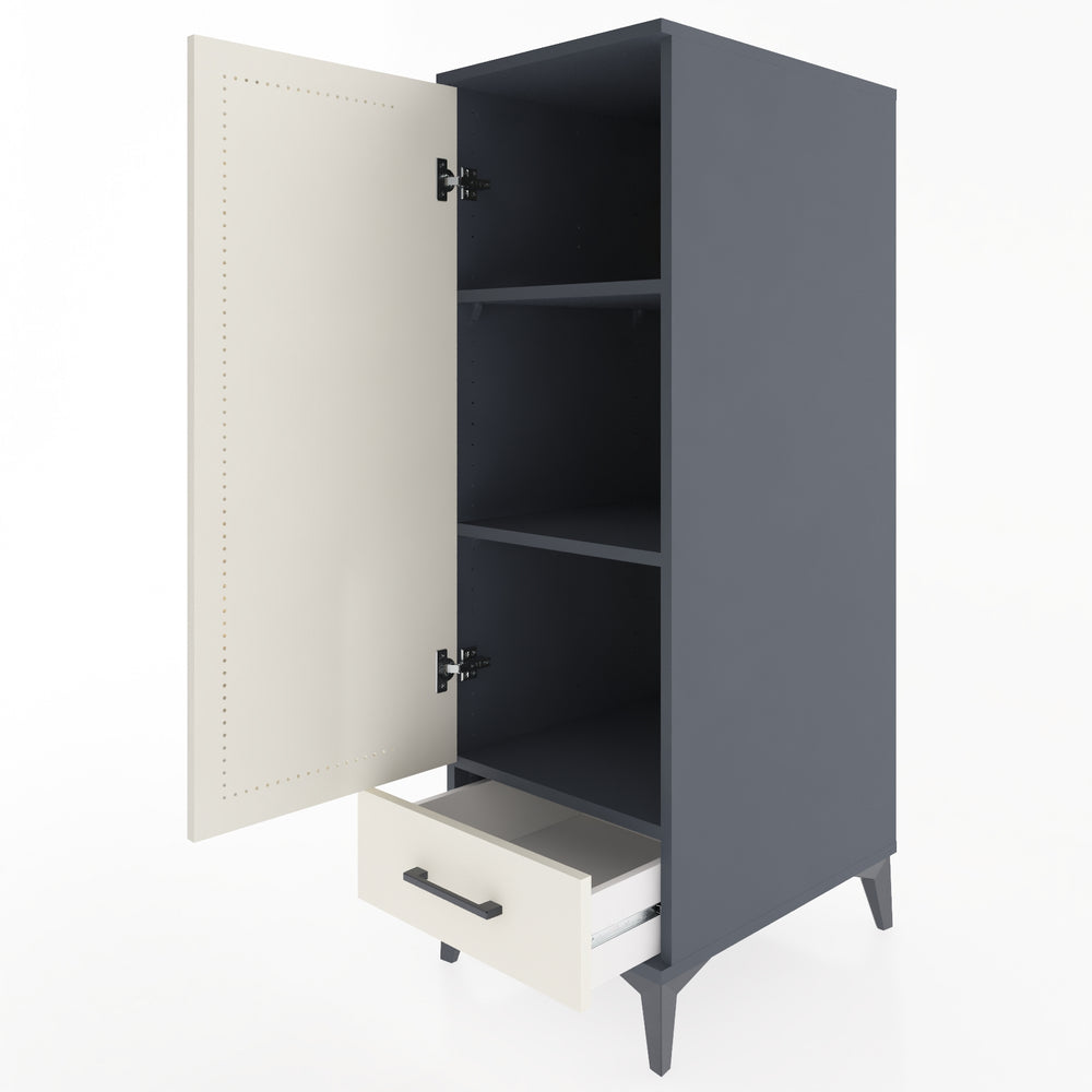 Woodntry Modüler Dolap Antrasit 44x59x122 cm Kapaklı ve Çekmeceli KC43-2