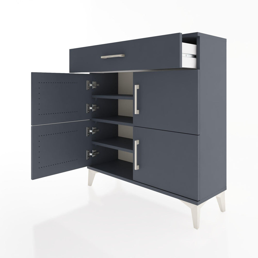 Woodntry Modüler Şifonyer Antrasit 88x30x84 cm Kapaklı ve Çekmeceli KC43-2