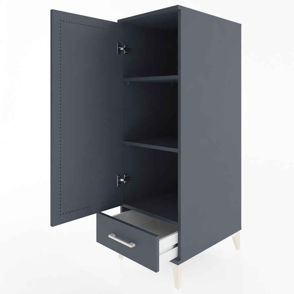 Woodntry Modüler Dolap Antrasit 44x59x122 cm Kapaklı ve Çekmeceli KC43-2