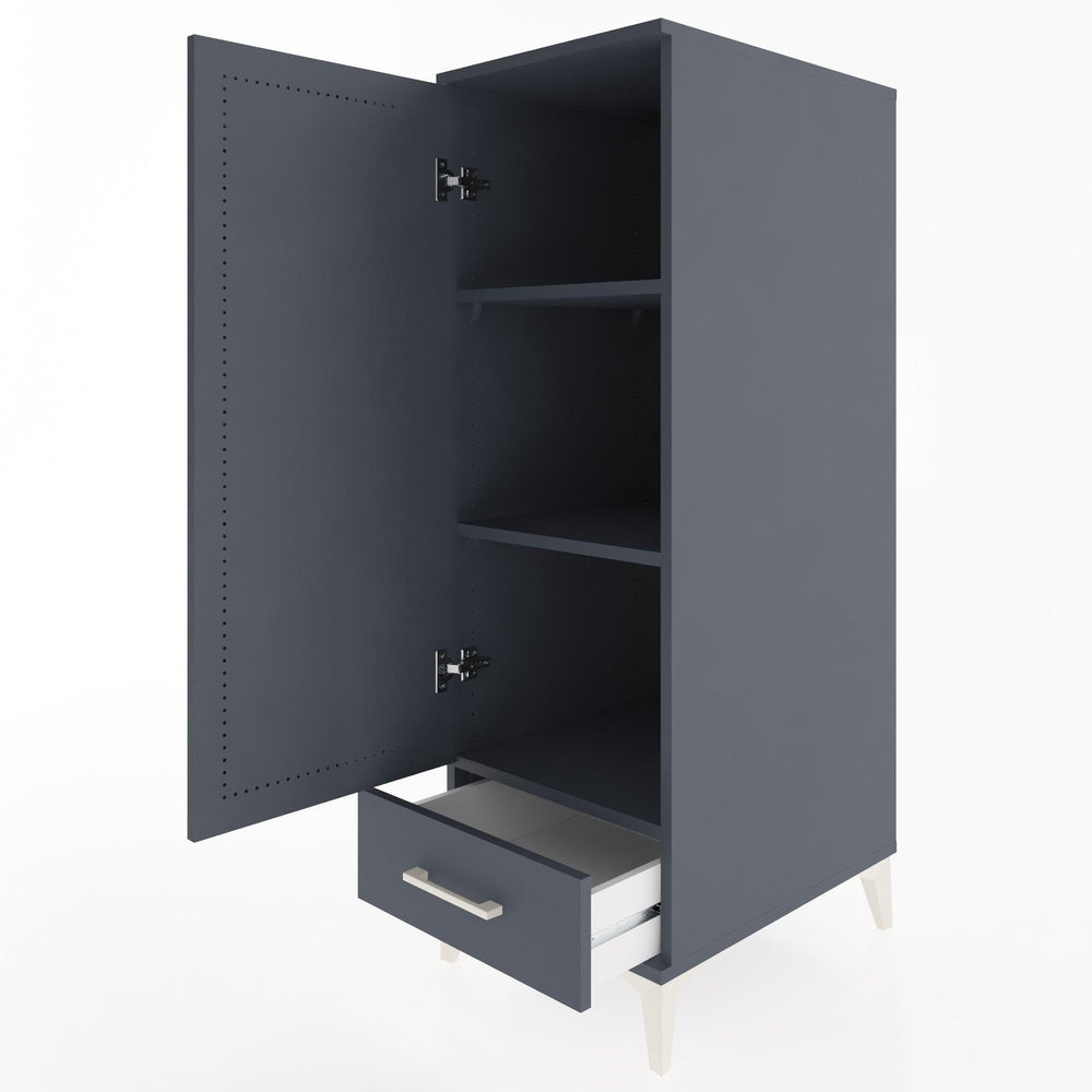 Woodntry Modüler Dolap Antrasit 44x30x122 cm Kapaklı ve Çekmeceli KC43-2