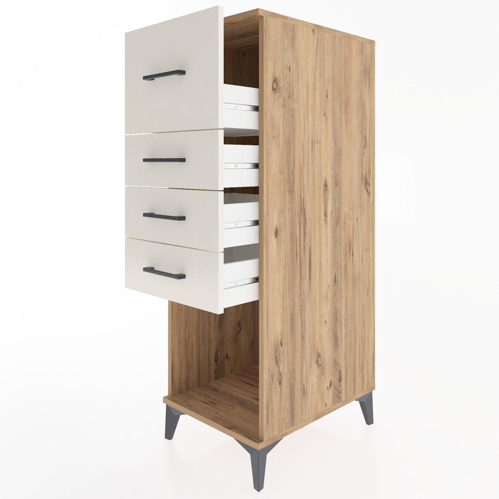 Woodntry Modüler Dolap Çam 44x30x122 cm Çekmeceli ve Raflı CR93-3