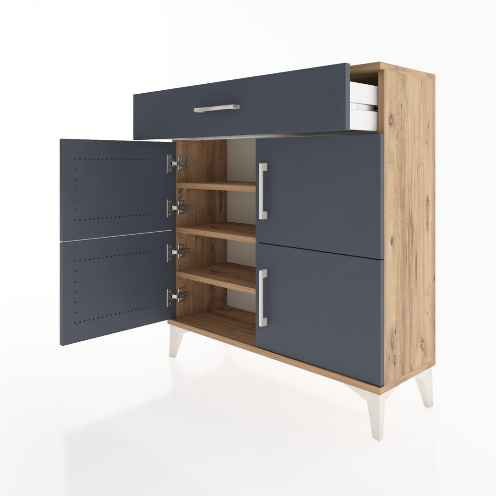 Woodntry Modüler Şifonyer Çam 88x30x84 cm Kapaklı ve Çekmeceli KC43-3