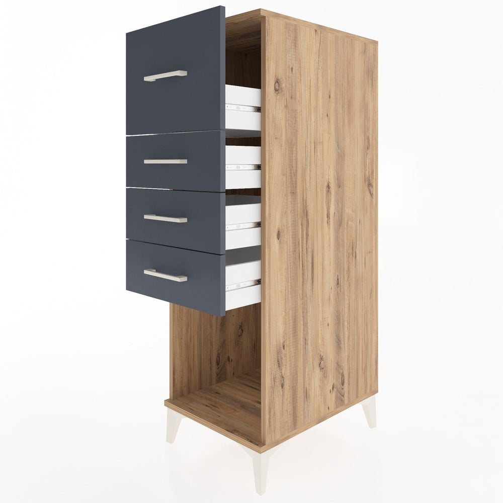 Woodntry Modüler Dolap Çam 44x30x122 cm Çekmeceli ve Raflı CR93-3