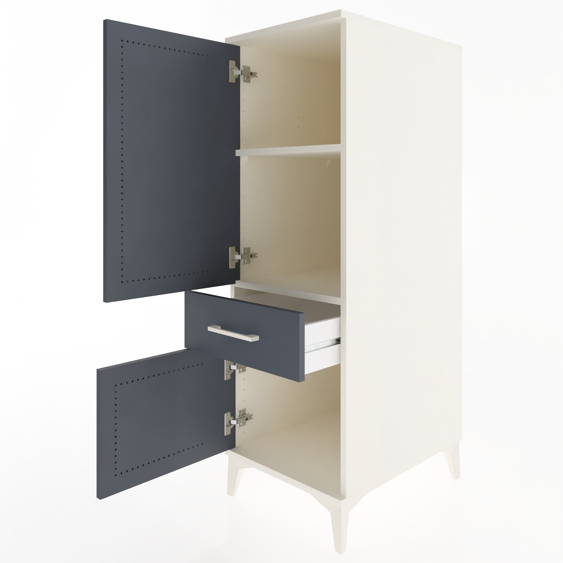 Woodntry Modular Cabinet Moonstone 44x59x122 cm with Doors and Drawers KC44-1