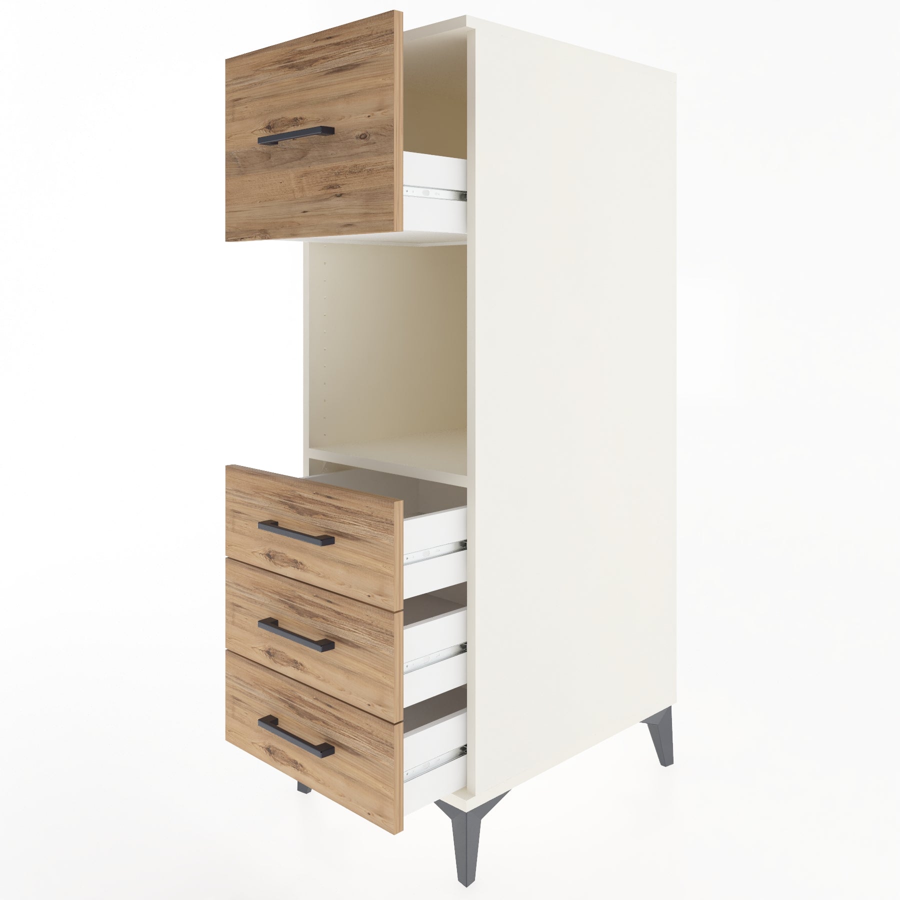 Woodntry Modüler Dolap Aytaşı 44x59x122 cm Çekmeceli ve Raflı CR94-1