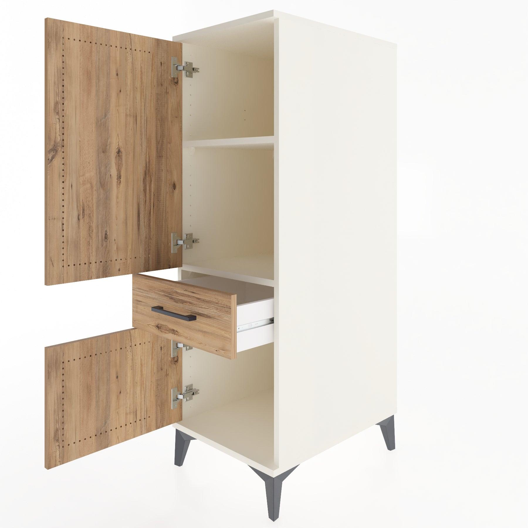 Woodntry Modular Cabinet Moonstone 44x59x122 cm with Doors and Drawers KC133-1