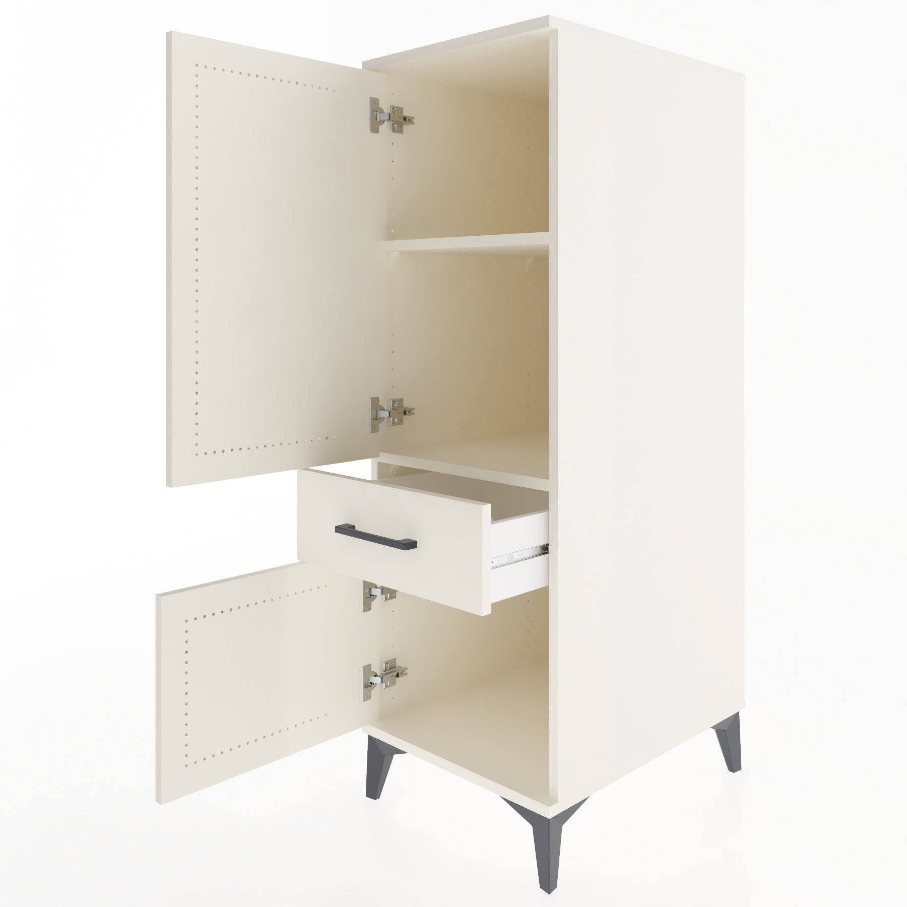 Woodntry Modular Cabinet Moonstone 44x59x122 cm with Doors and Drawers KC44-1
