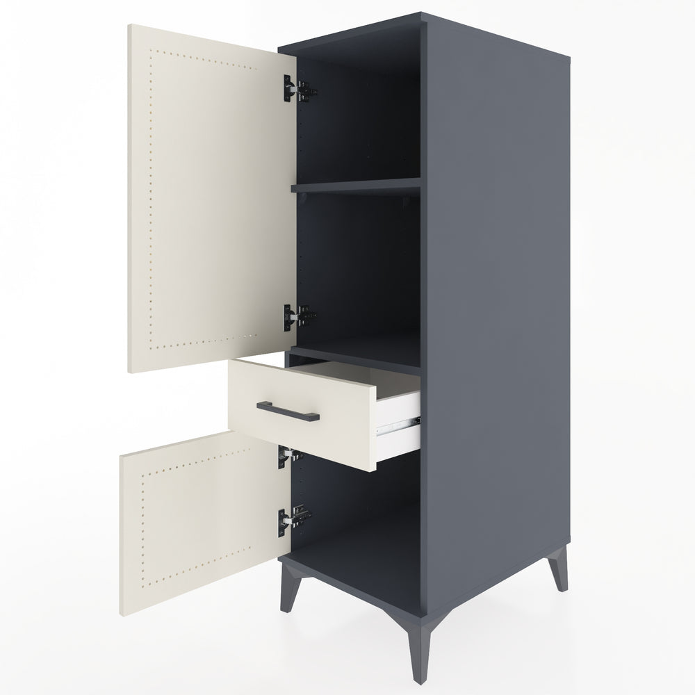 Woodntry Modüler Dolap Antrasit 44x59x122 cm Kapaklı ve Çekmeceli KC44-2