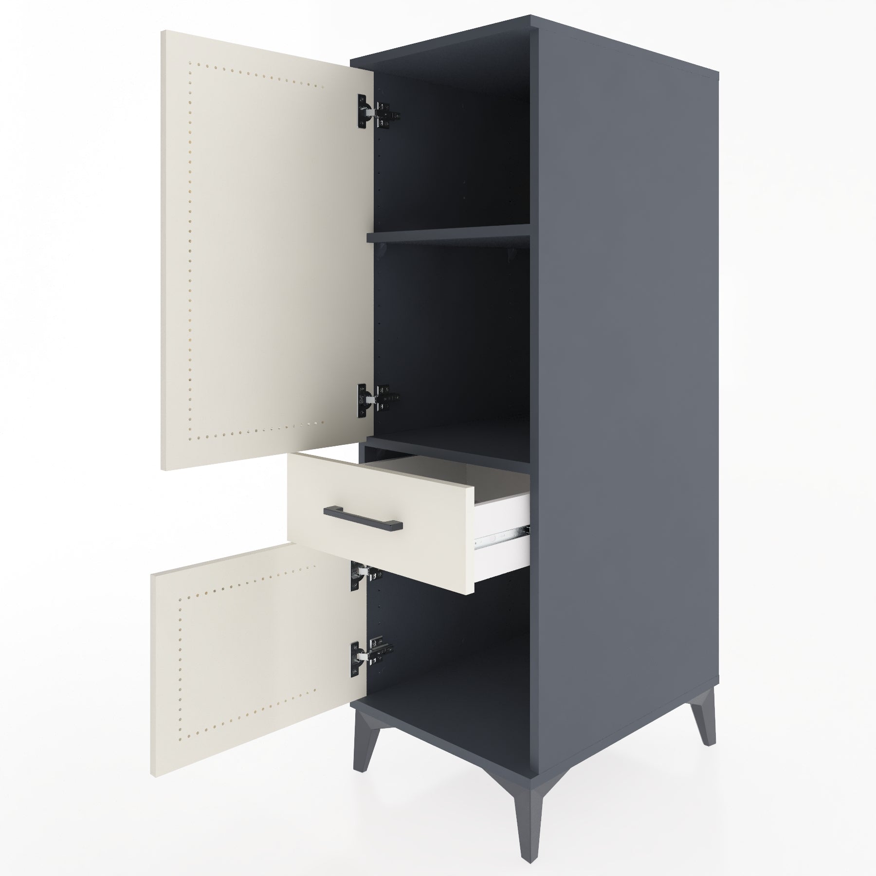 Woodntry Modular Cabinet Anthracite 44x59x122 cm with Doors and Drawers KC44-2
