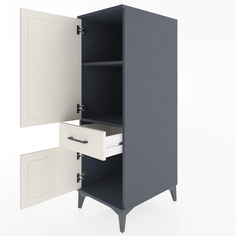 Woodntry Modüler Dolap Antrasit 44x59x122 cm Kapaklı ve Çekmeceli KC133-2