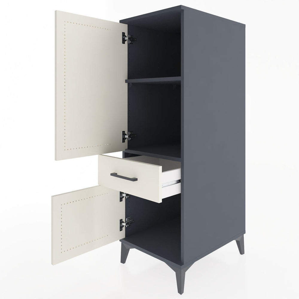 Woodntry Modüler Dolap Antrasit 44x30x122 cm Kapaklı ve Çekmeceli KC44-2