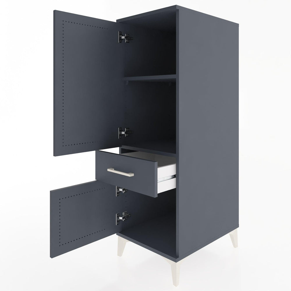 Woodntry Modüler Dolap Antrasit 44x30x122 cm Kapaklı ve Çekmeceli KC44-2