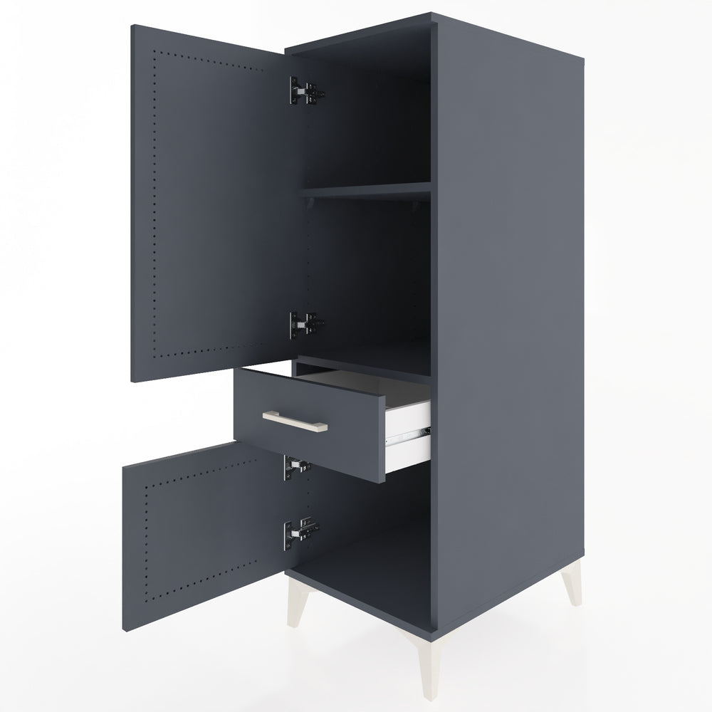 Woodntry Modüler Dolap Antrasit 44x59x122 cm Kapaklı ve Çekmeceli KC44-2