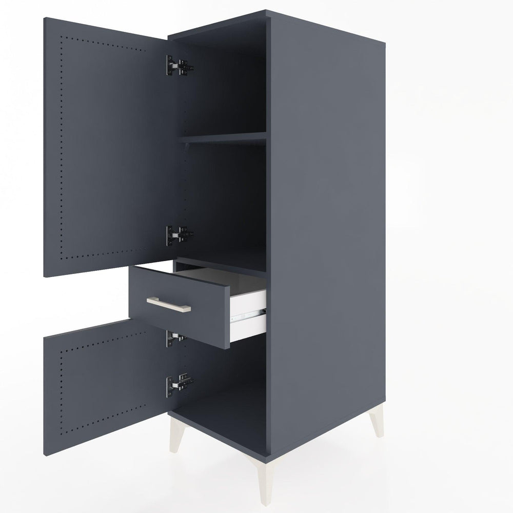 Woodntry Modüler Dolap Antrasit 44x59x122 cm Kapaklı ve Çekmeceli KC133-2