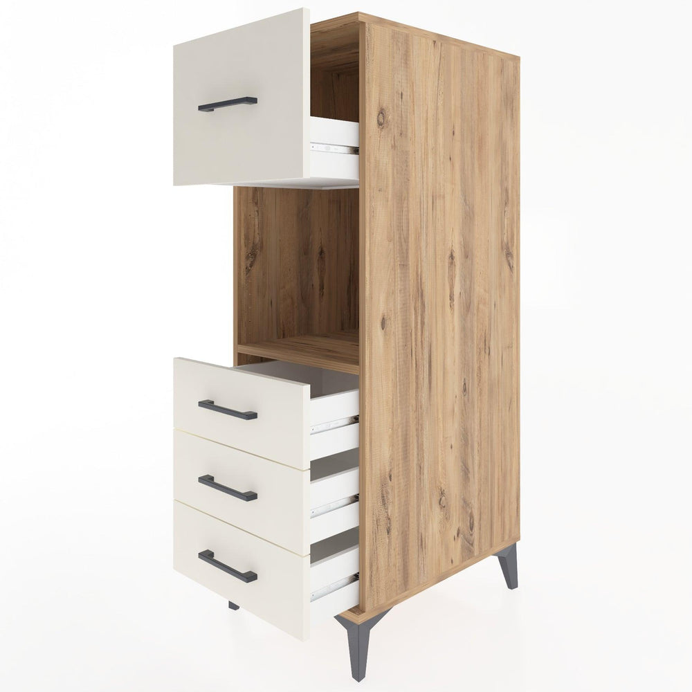 Woodntry Modüler Dolap Çam 44x30x122 cm Çekmeceli ve Raflı CR94-3