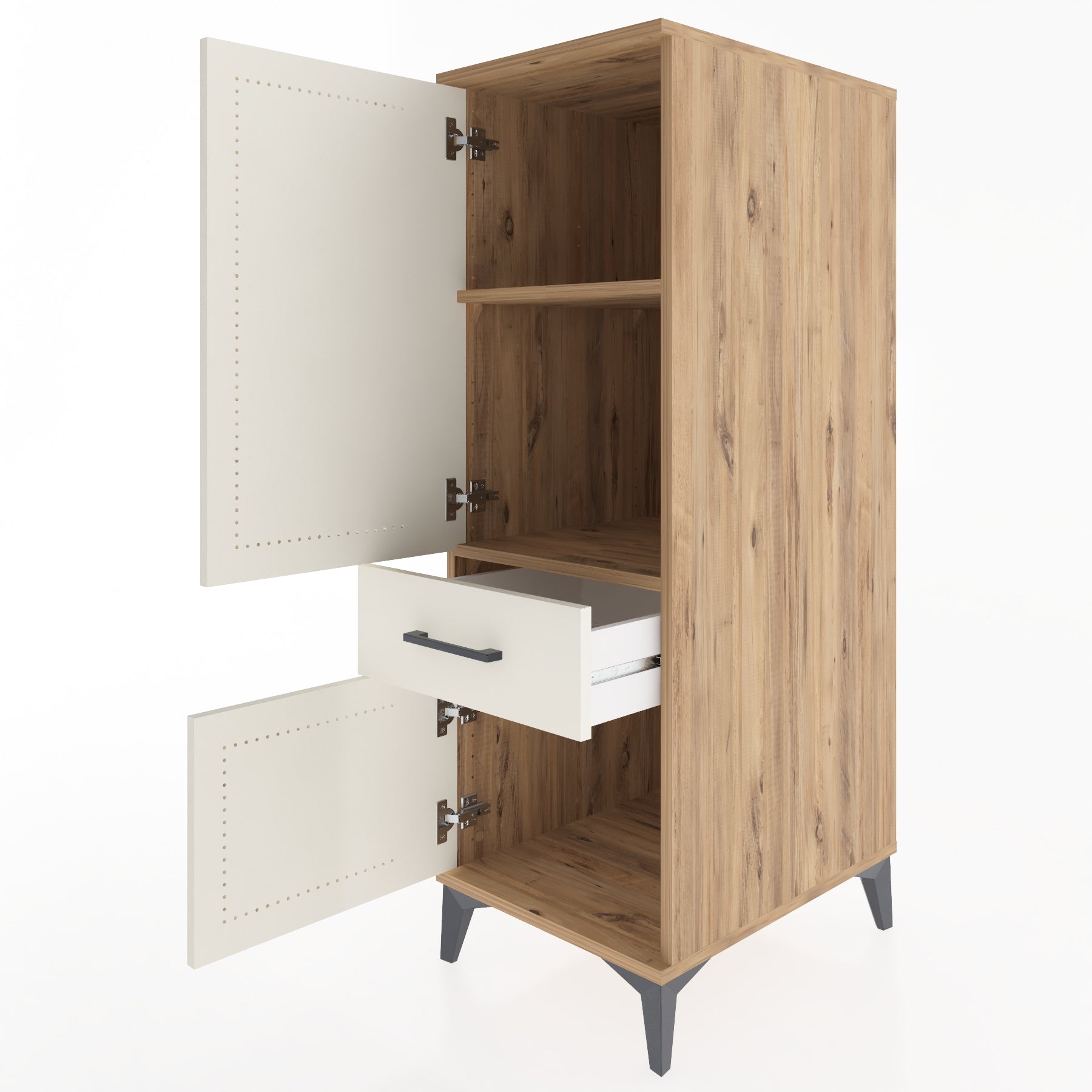 Woodntry Modular Cabinet Pine 44x59x122 cm with Doors and Drawers KC44-3