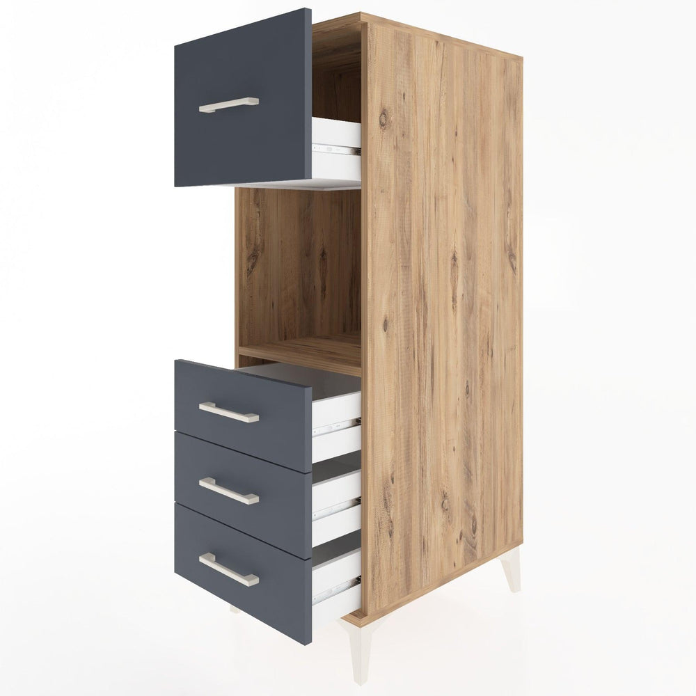 Woodntry Modüler Dolap Çam 44x30x122 cm Çekmeceli ve Raflı CR94-3