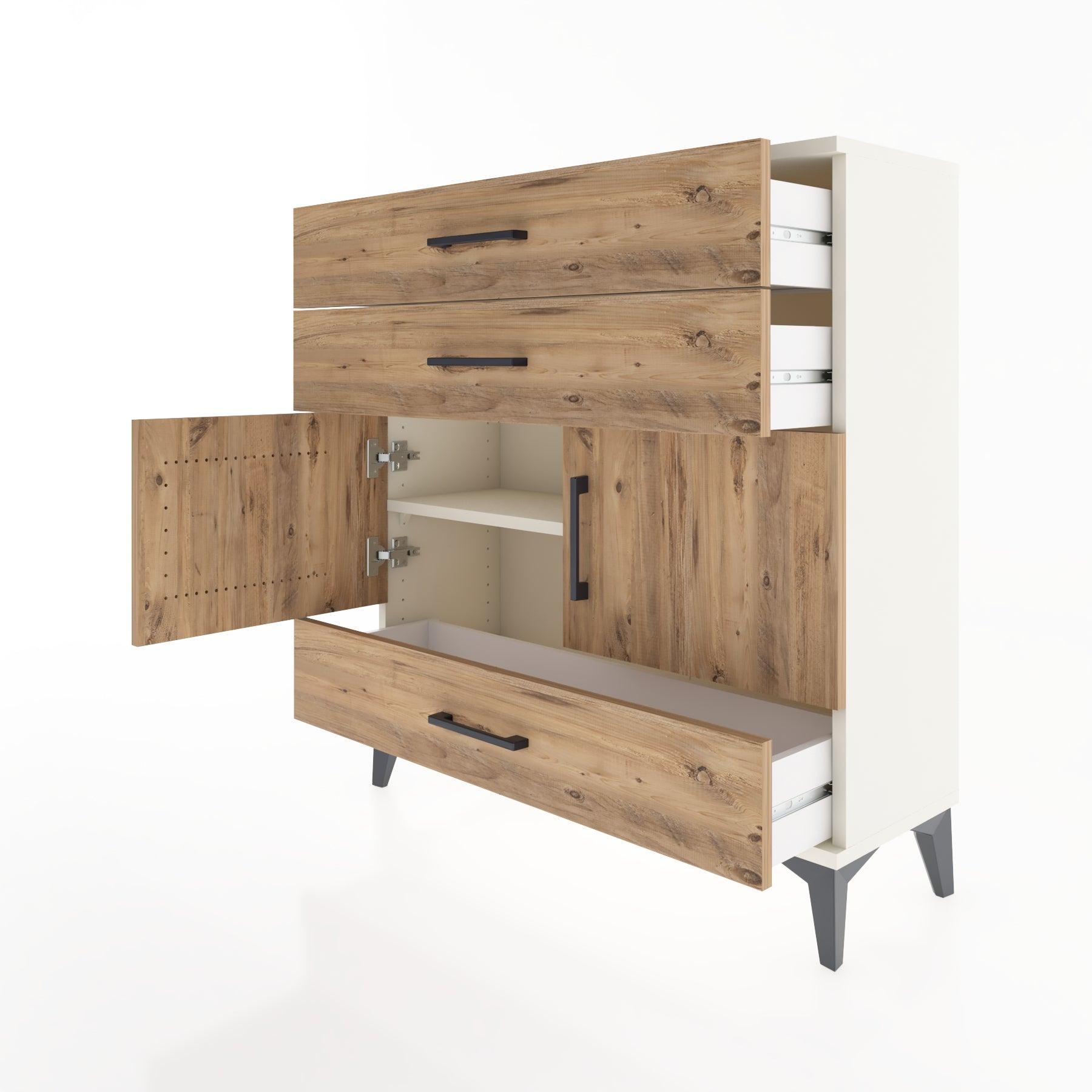 Woodntry Modular Dresser Moonstone 88x30x84 cm with Cover and Drawer KC45-1