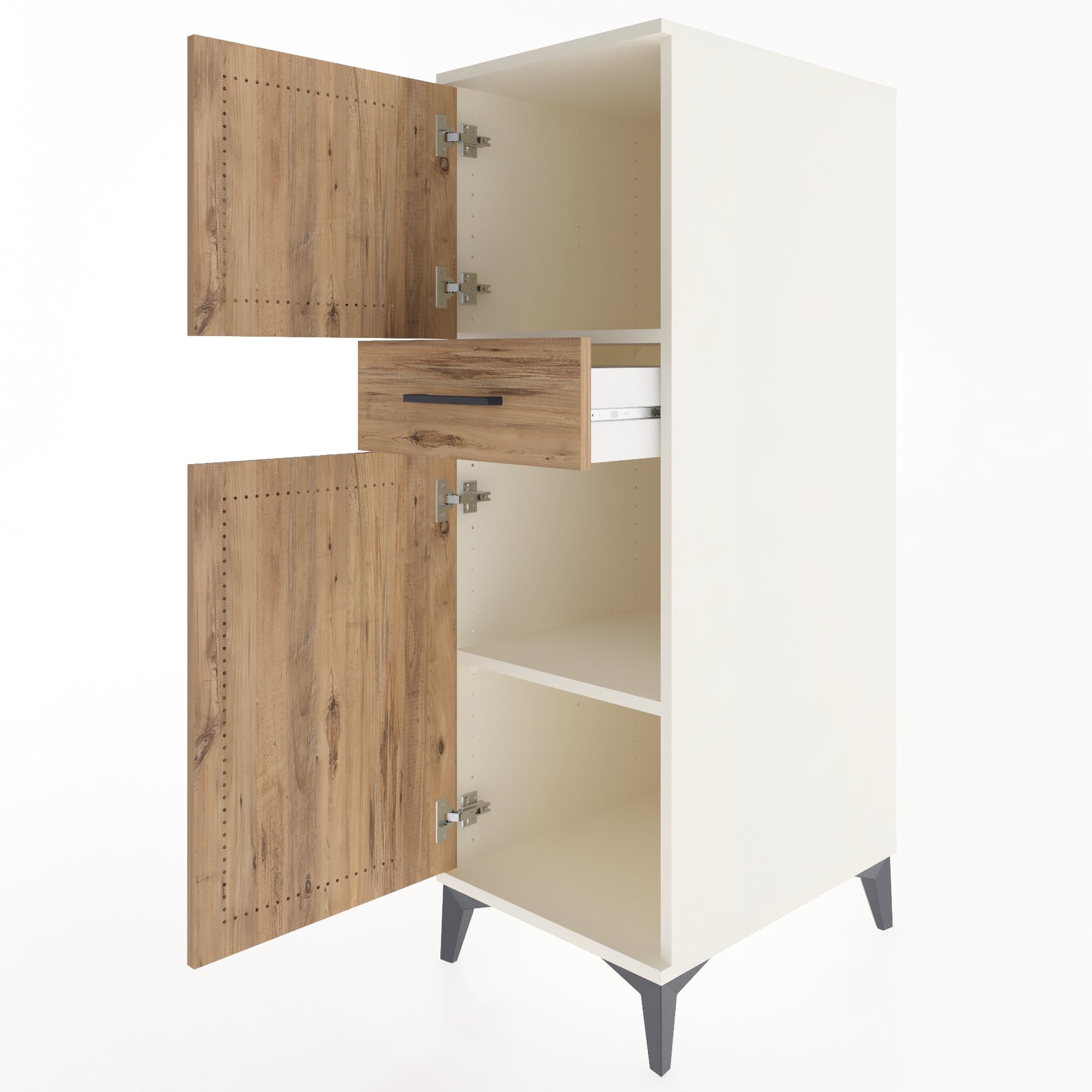 Woodntry Modular Cabinet Moonstone 44x59x122 cm with Doors and Drawers KC45-1