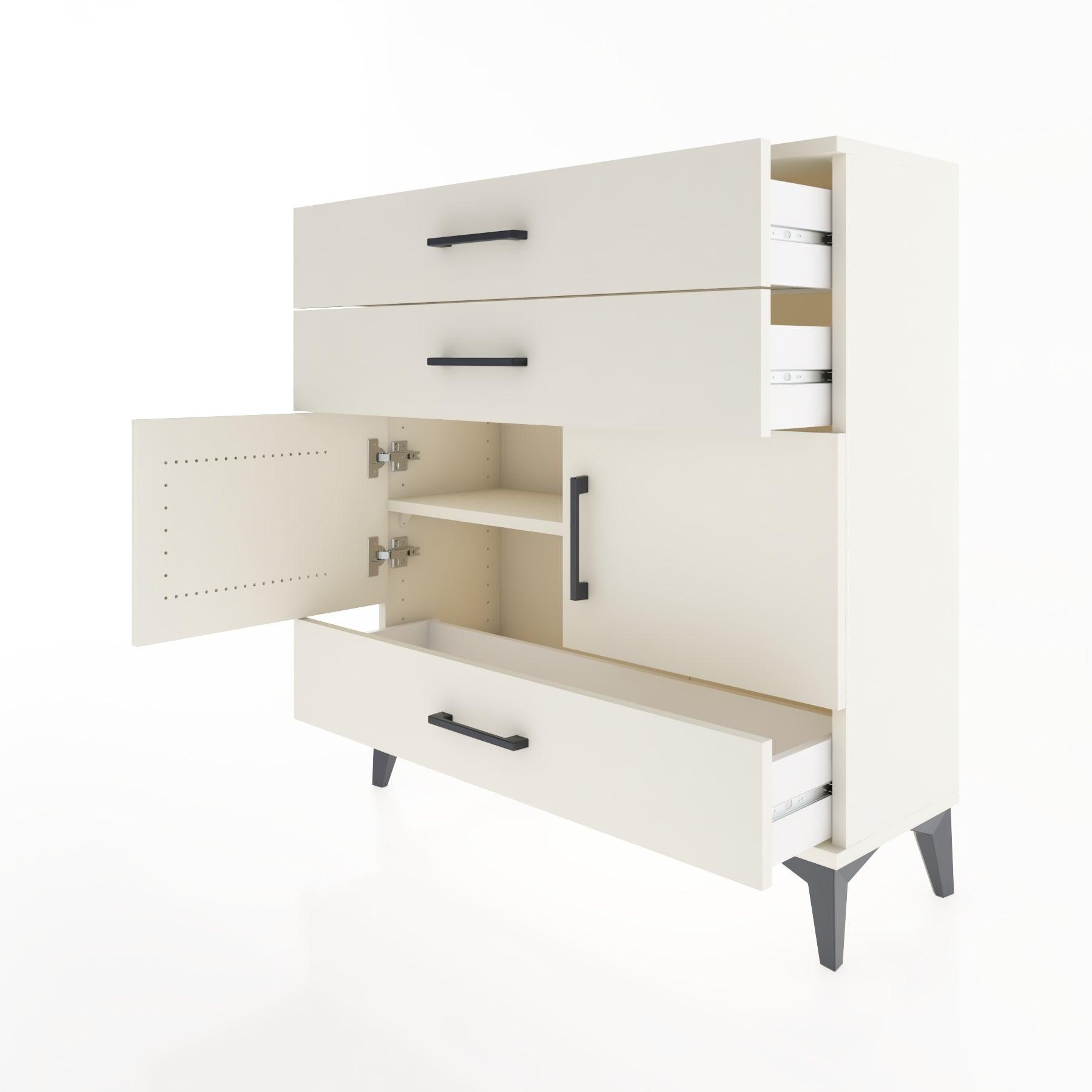 Woodntry Modular Dresser Moonstone 88x30x84 cm with Cover and Drawer KC45-1