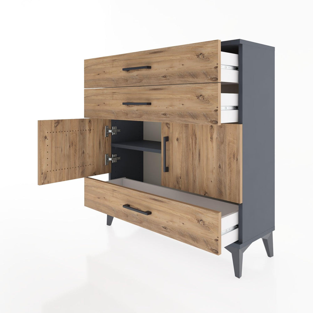 Woodntry Modular Dresser Anthracite 88x30x84 cm with Cover and Drawer KC45-2