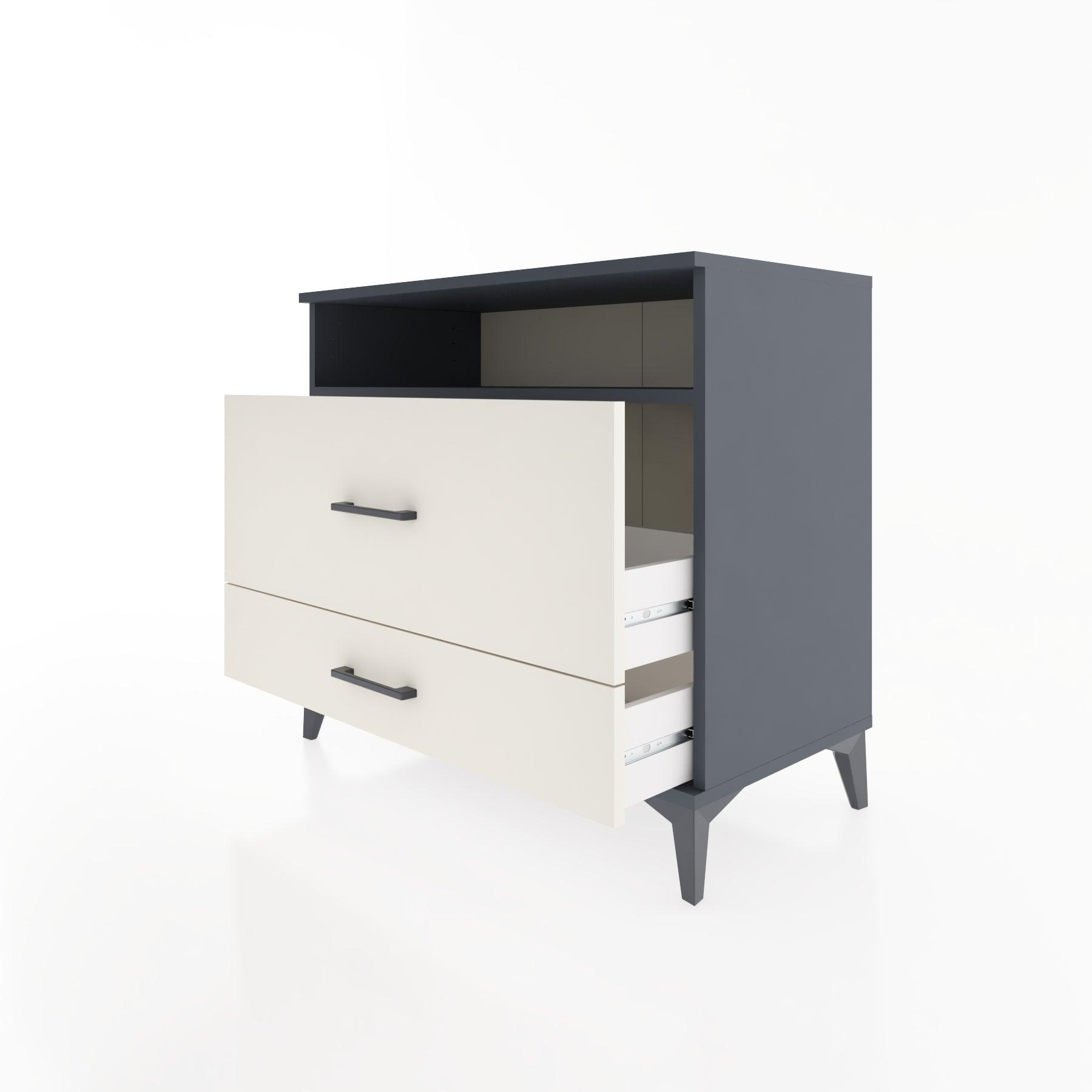 Woodntry Modüler Şifonyer Antrasit 88x44x68 cm Çekmeceli ve Raflı CR45-2