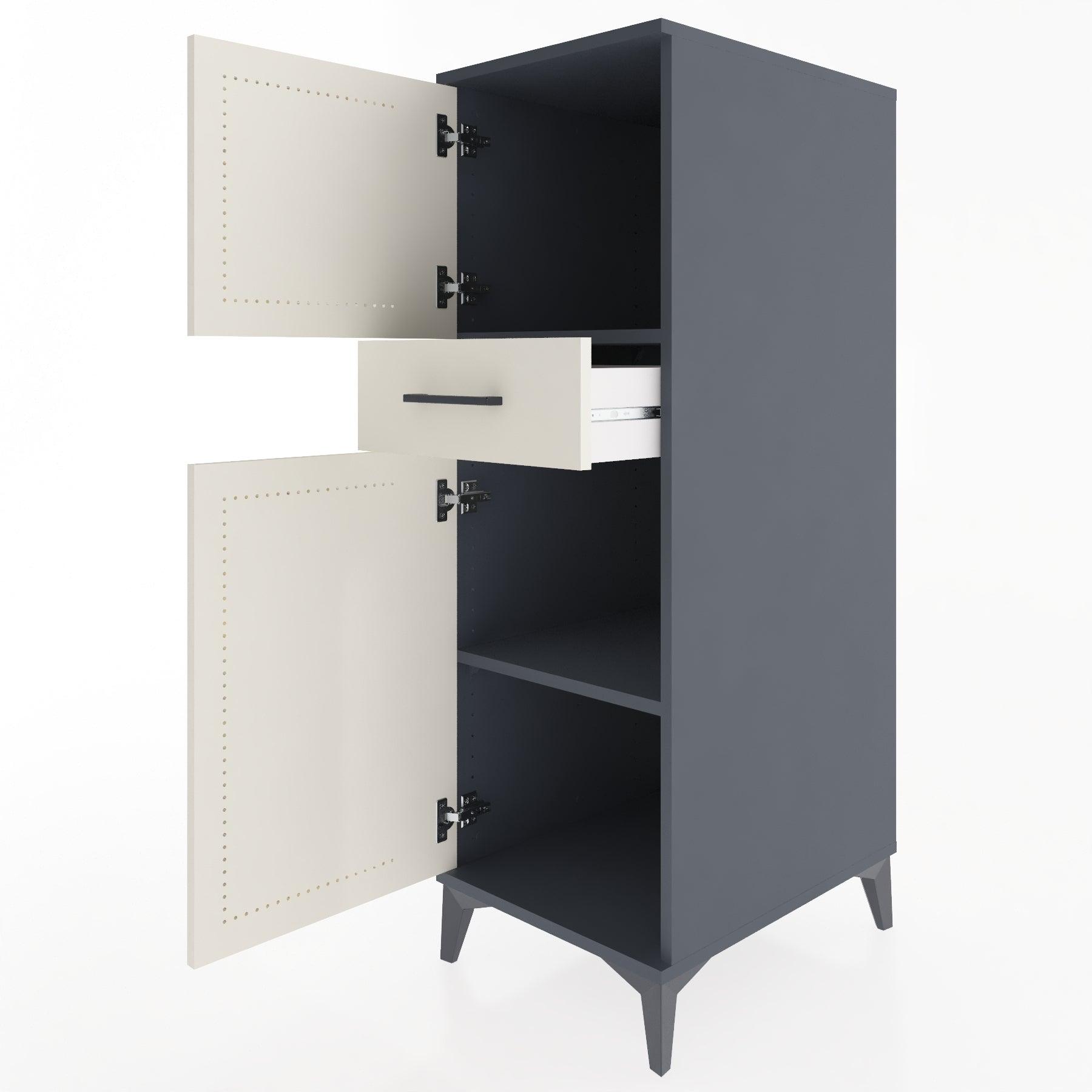 Woodntry Modular Cabinet Anthracite 44x30x122 cm with Doors and Drawers KC45-2