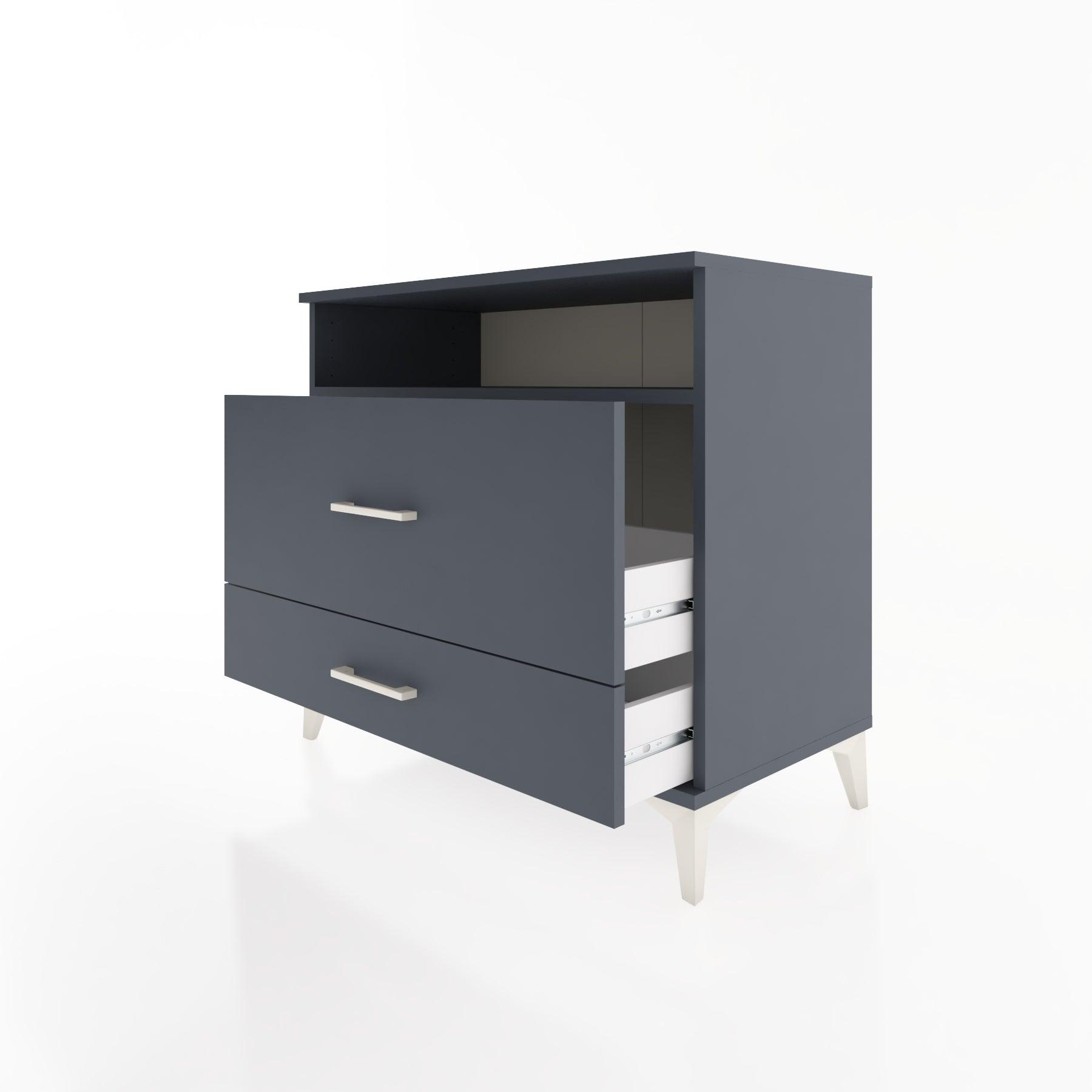 Woodntry Modüler Şifonyer Antrasit 88x44x68 cm Çekmeceli ve Raflı CR45-2