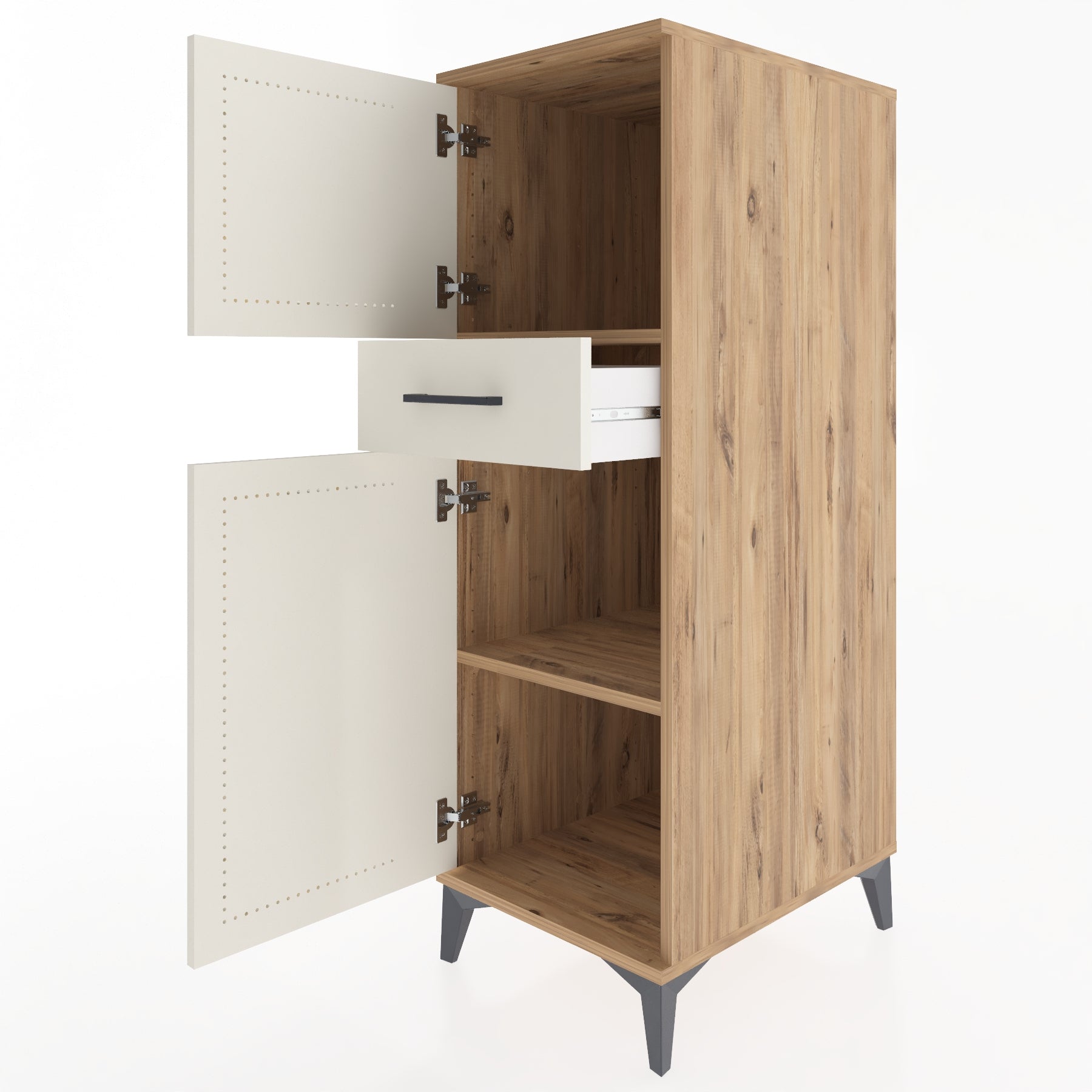 Woodntry Modular Cabinet Pine 44x59x122 cm with Doors and Drawers KC45-3