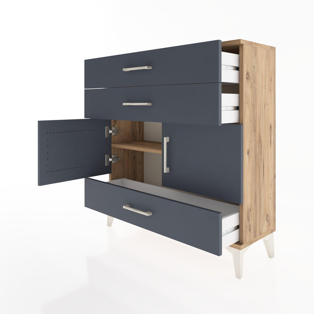 Woodntry Modüler Şifonyer Çam 88x30x84 cm Kapaklı ve Çekmeceli KC45-3