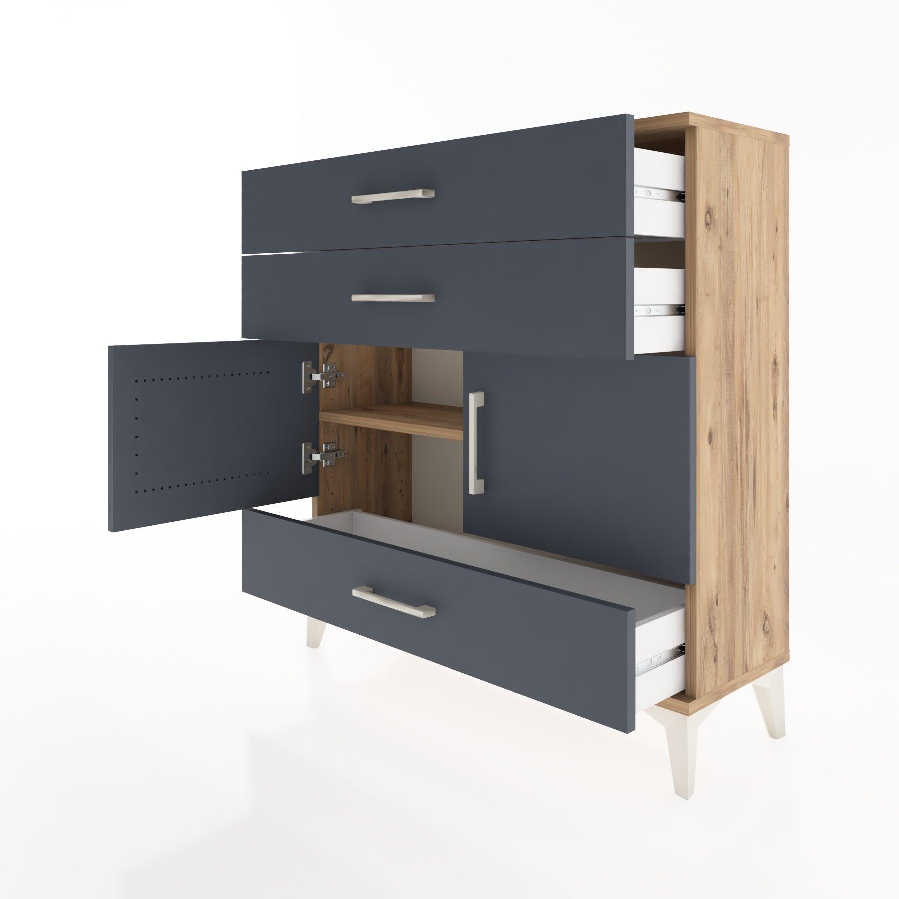 Woodntry Modular Dresser Pine 88x30x84 cm with Cover and Drawer KC45-3