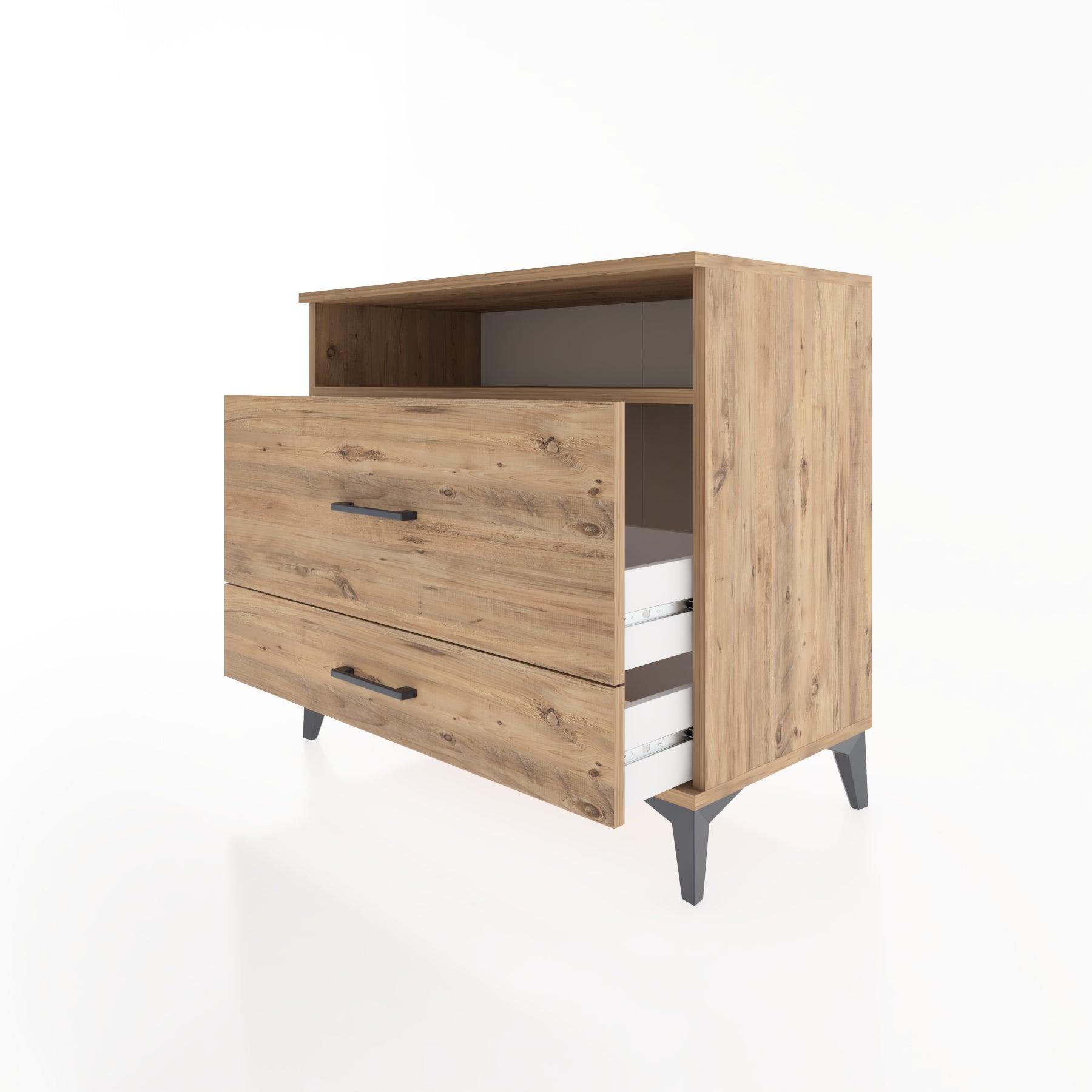 Woodntry Modüler Şifonyer Çam 88x44x68 cm Çekmeceli ve Raflı CR45-3