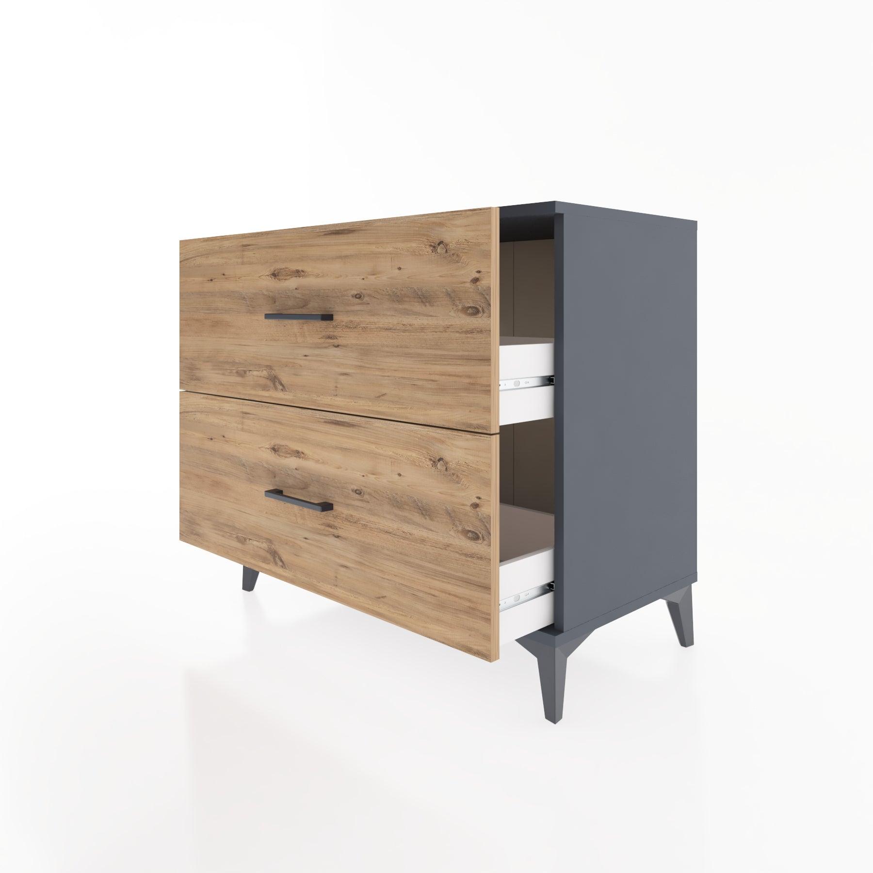 Woodntry Modüler Şifonyer Antrasit 88x44x68 cm Çekmeceli C46-2