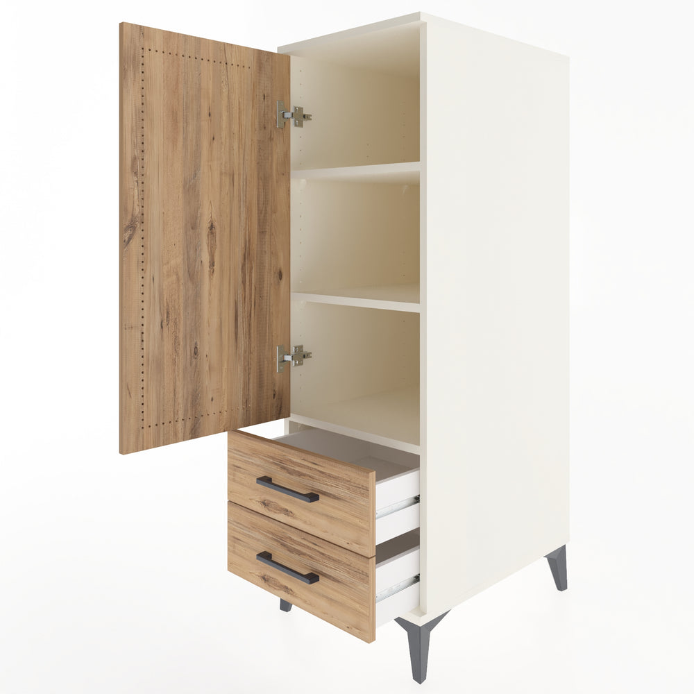 Woodntry Modular Cabinet Moonstone 44x59x122 cm with Doors and Drawers KC47-1