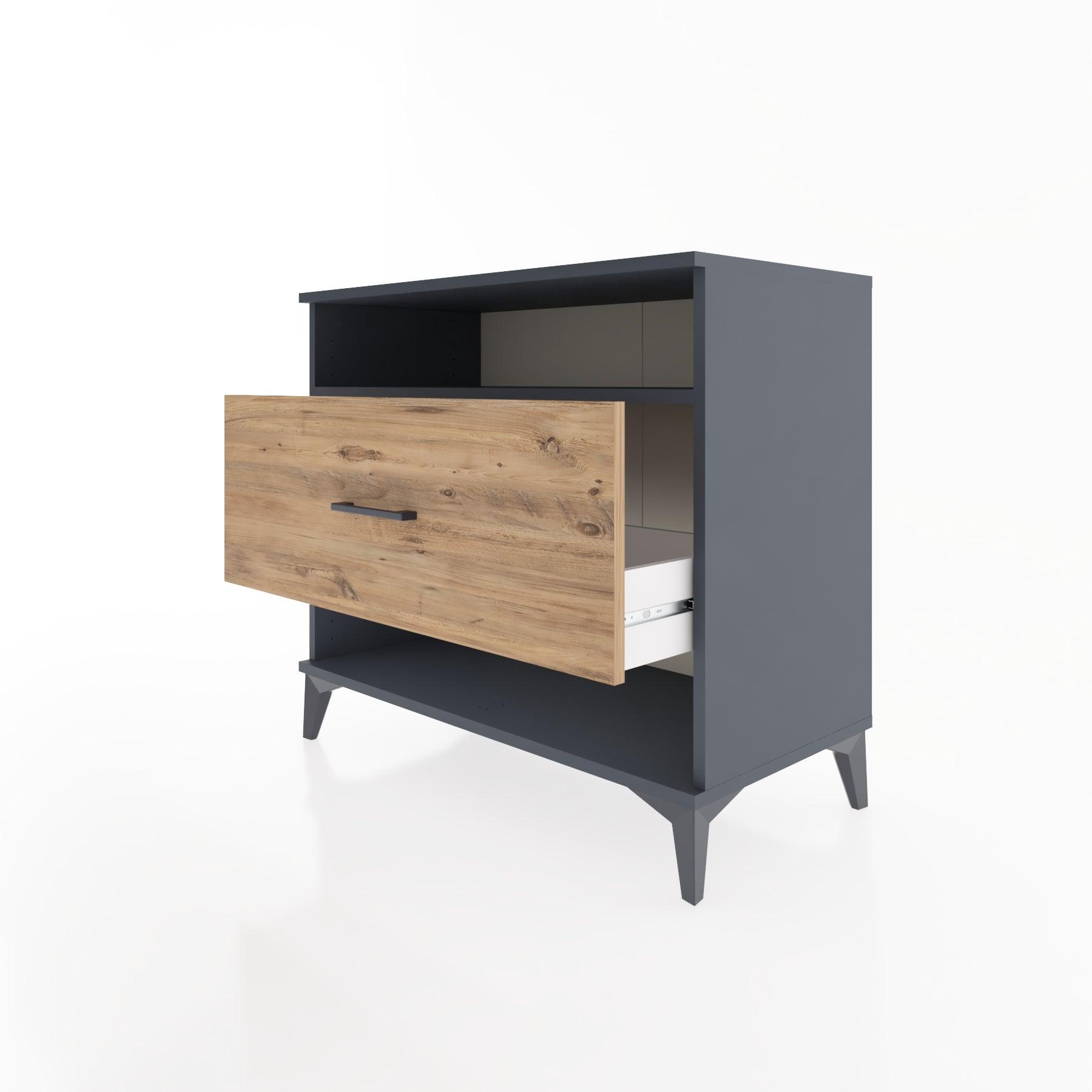 Woodntry Modüler Şifonyer Antrasit 88x44x68 cm Çekmeceli ve Raflı CR47-2