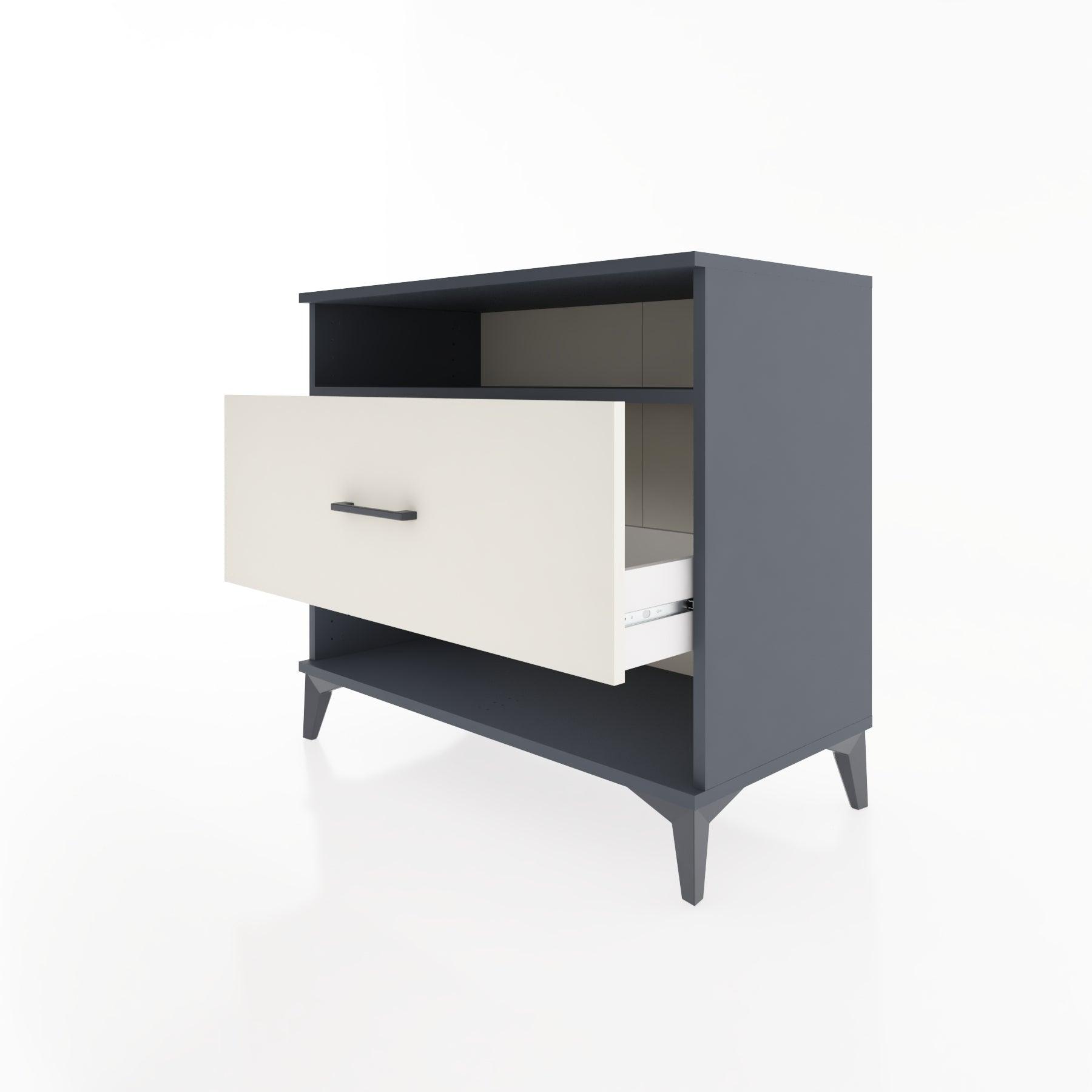 Woodntry Modüler Şifonyer Antrasit 88x44x68 cm Çekmeceli ve Raflı CR47-2