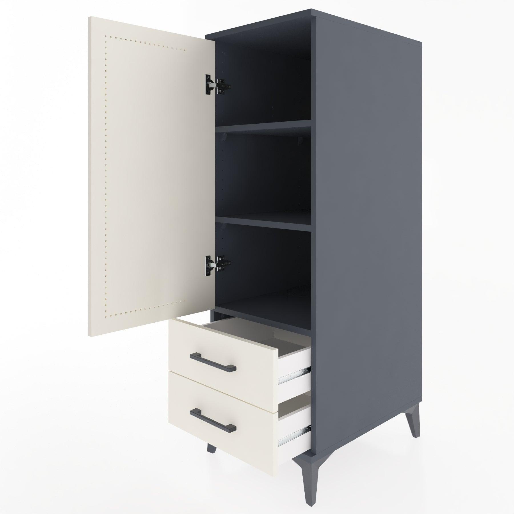 Woodntry Modular Cabinet Anthracite 44x30x122 cm with Doors and Drawers KC47-2