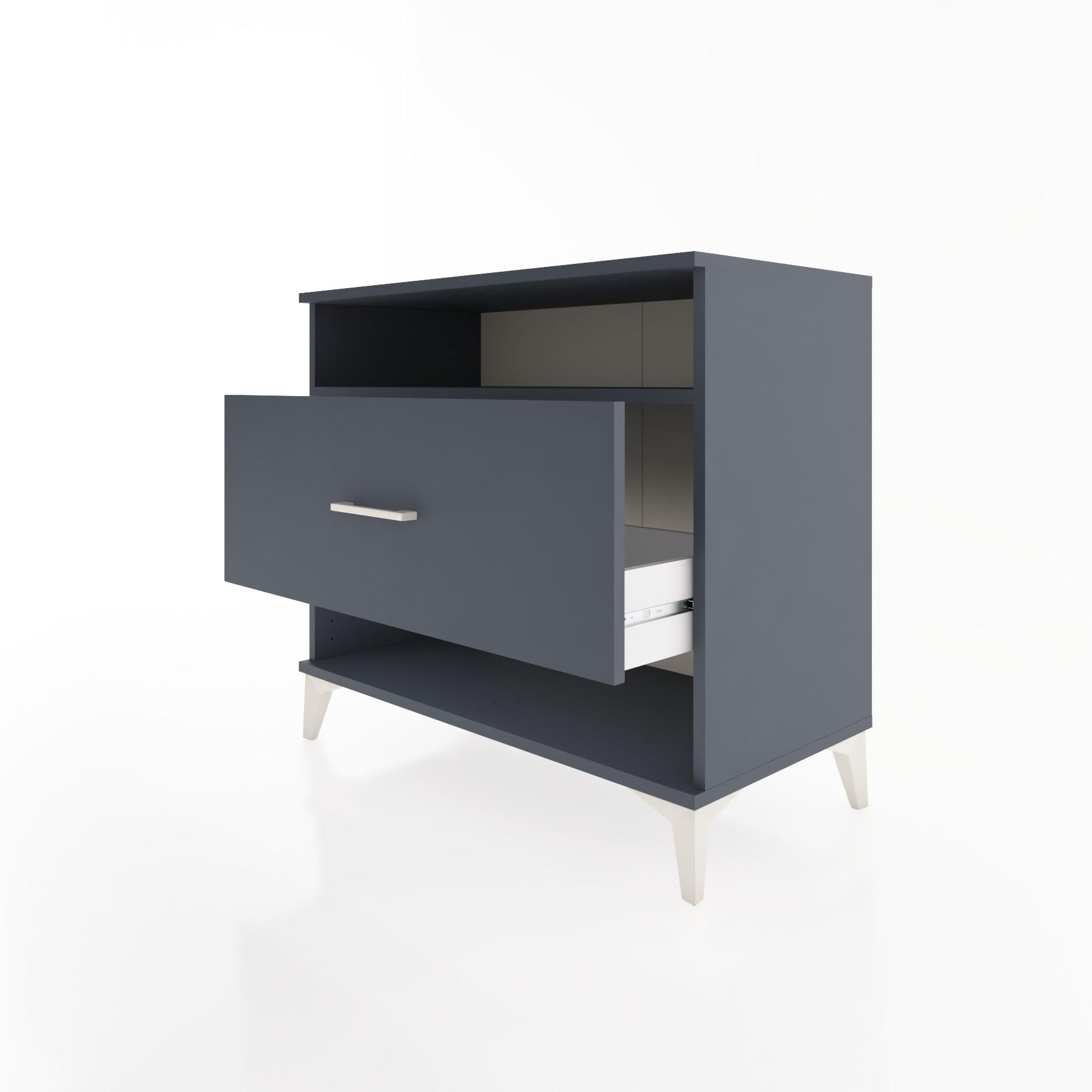 Woodntry Modüler Şifonyer Antrasit 88x44x68 cm Çekmeceli ve Raflı CR47-2