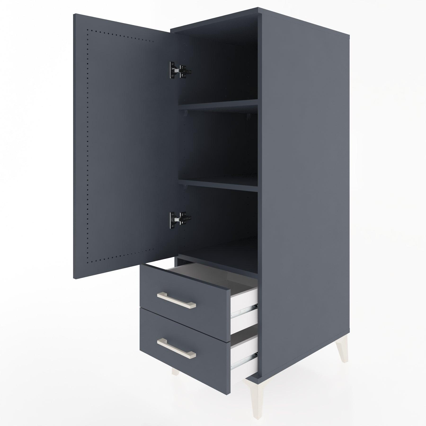 Woodntry Modular Cabinet Anthracite 44x30x122 cm with Doors and Drawers KC47-2