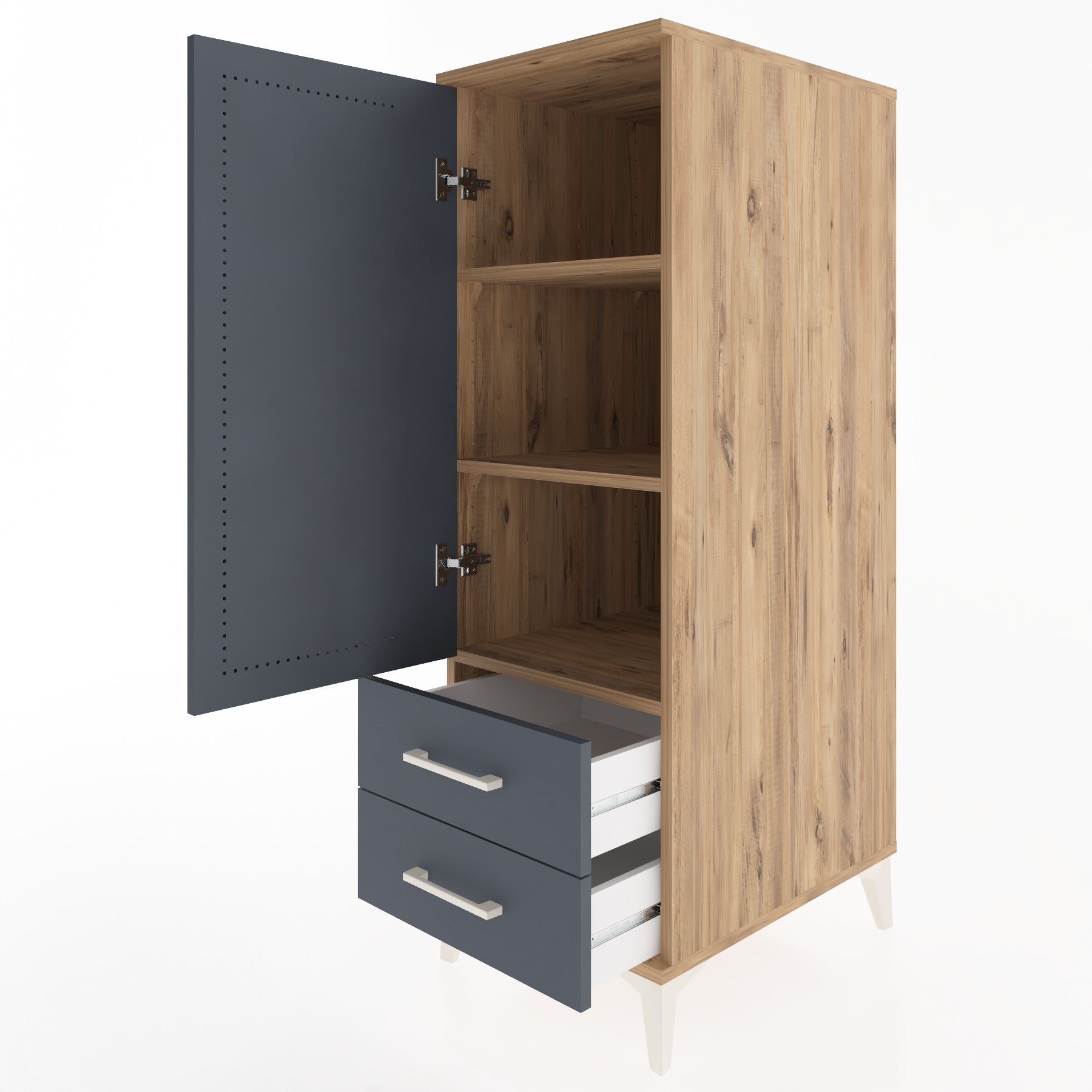 Woodntry Modular Cabinet Pine 44x59x122 cm with Doors and Drawers KC47-3
