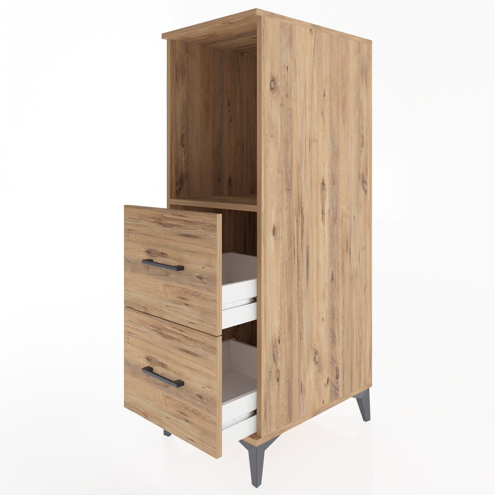 Woodntry Modüler Dolap Çam 44x30x122 cm Çekmeceli ve Raflı CR97-3