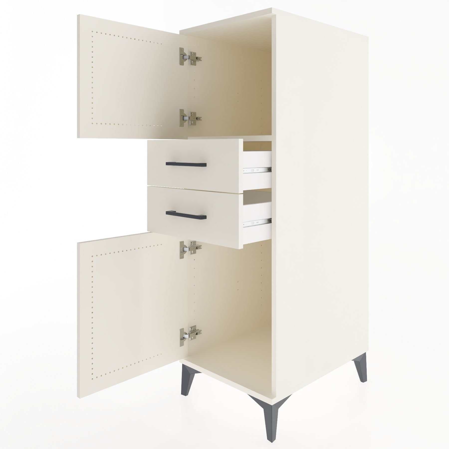 Woodntry Modular Cabinet Moonstone 44x59x122 cm with Doors and Drawers KC48-1