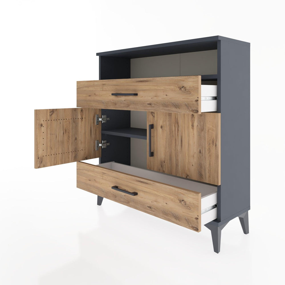 Woodntry Modüler Şifonyer Antrasit 88x30x84 cm Fonksiyonel F48-2