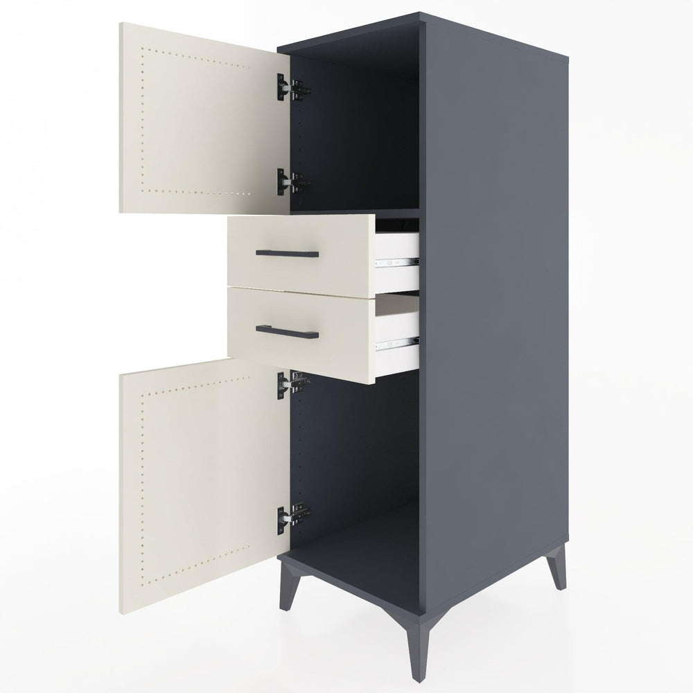 Woodntry Modüler Dolap Antrasit 44x30x122 cm Kapaklı ve Çekmeceli KC48-2