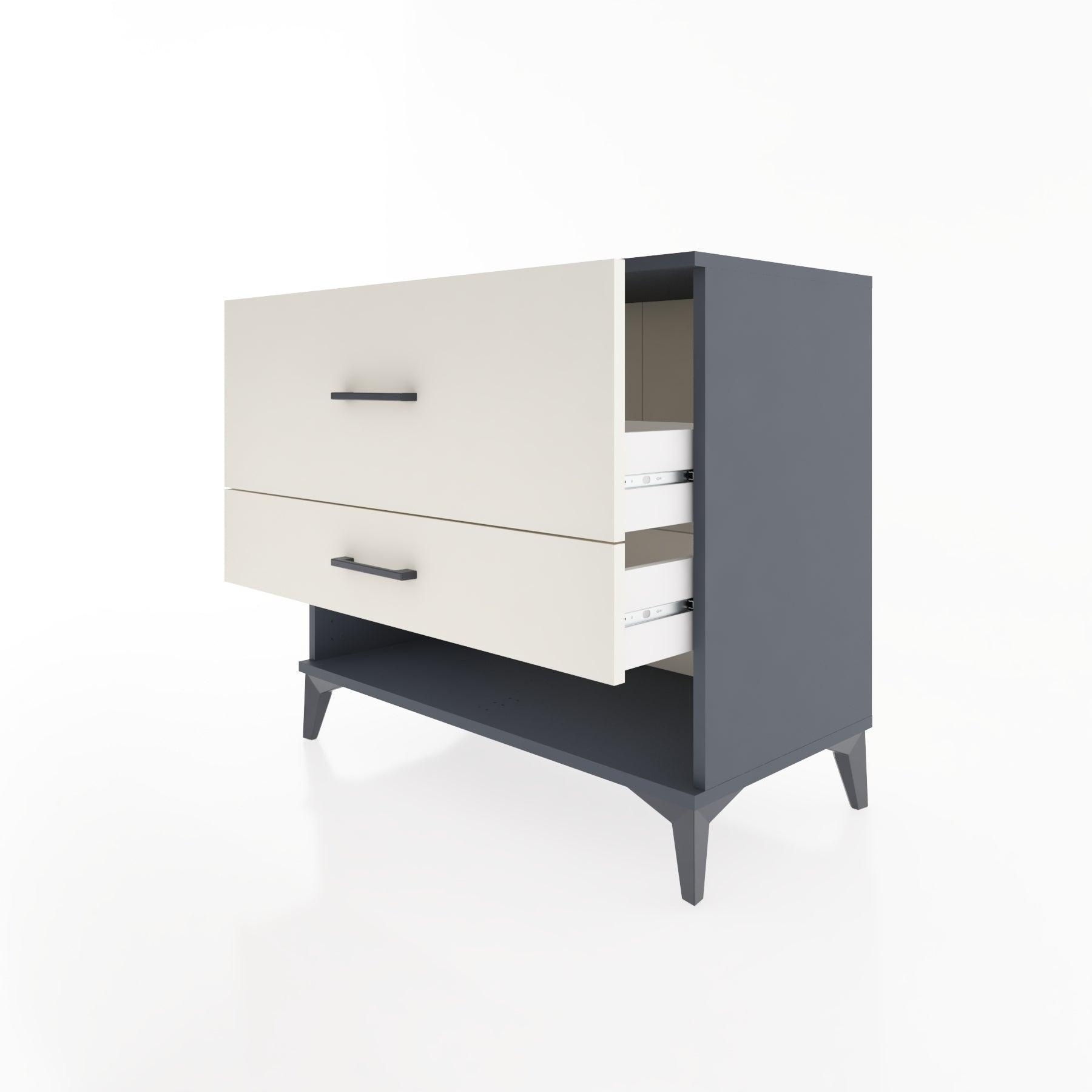 Woodntry Modüler Şifonyer Antrasit 88x44x68 cm Çekmeceli ve Raflı CR48-2
