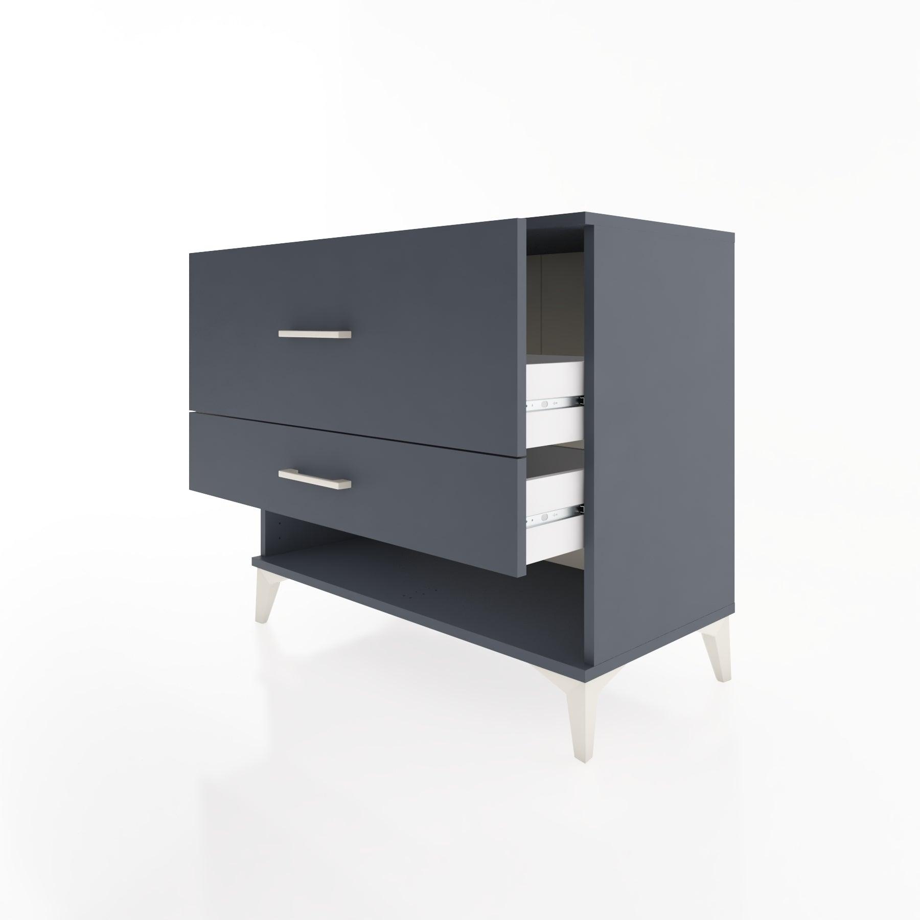 Woodntry Modüler Şifonyer Antrasit 88x44x68 cm Çekmeceli ve Raflı CR48-2