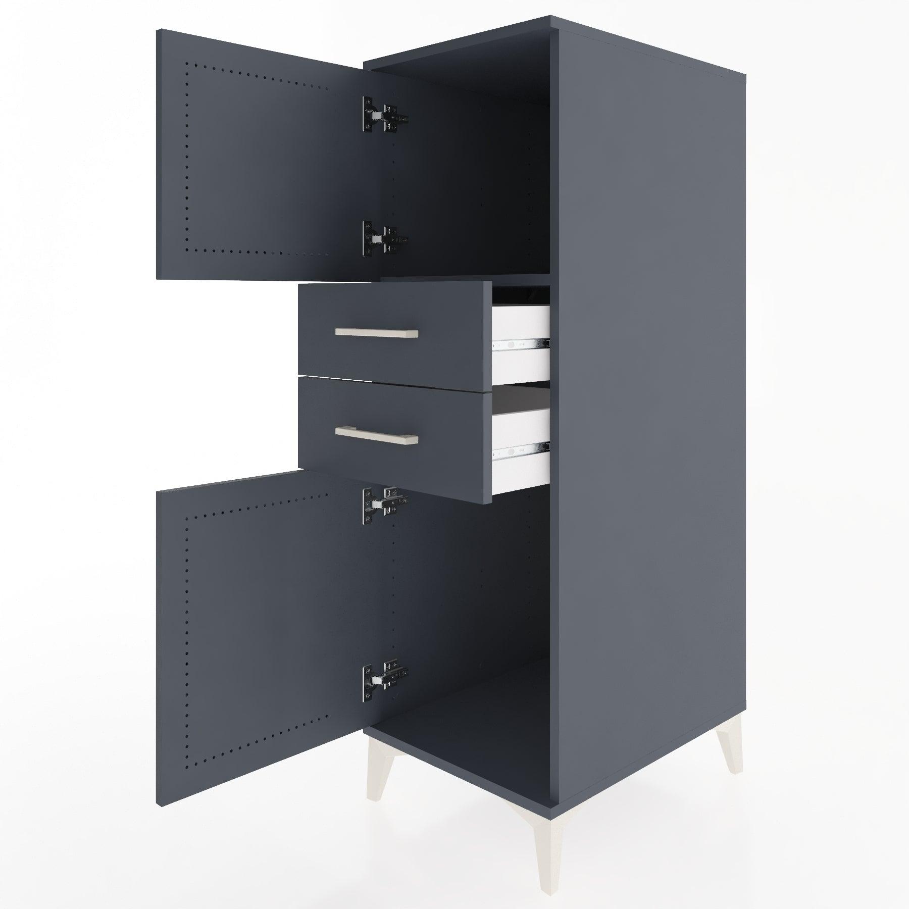Woodntry Modular Cabinet Anthracite 44x30x122 cm with Doors and Drawers KC48-2