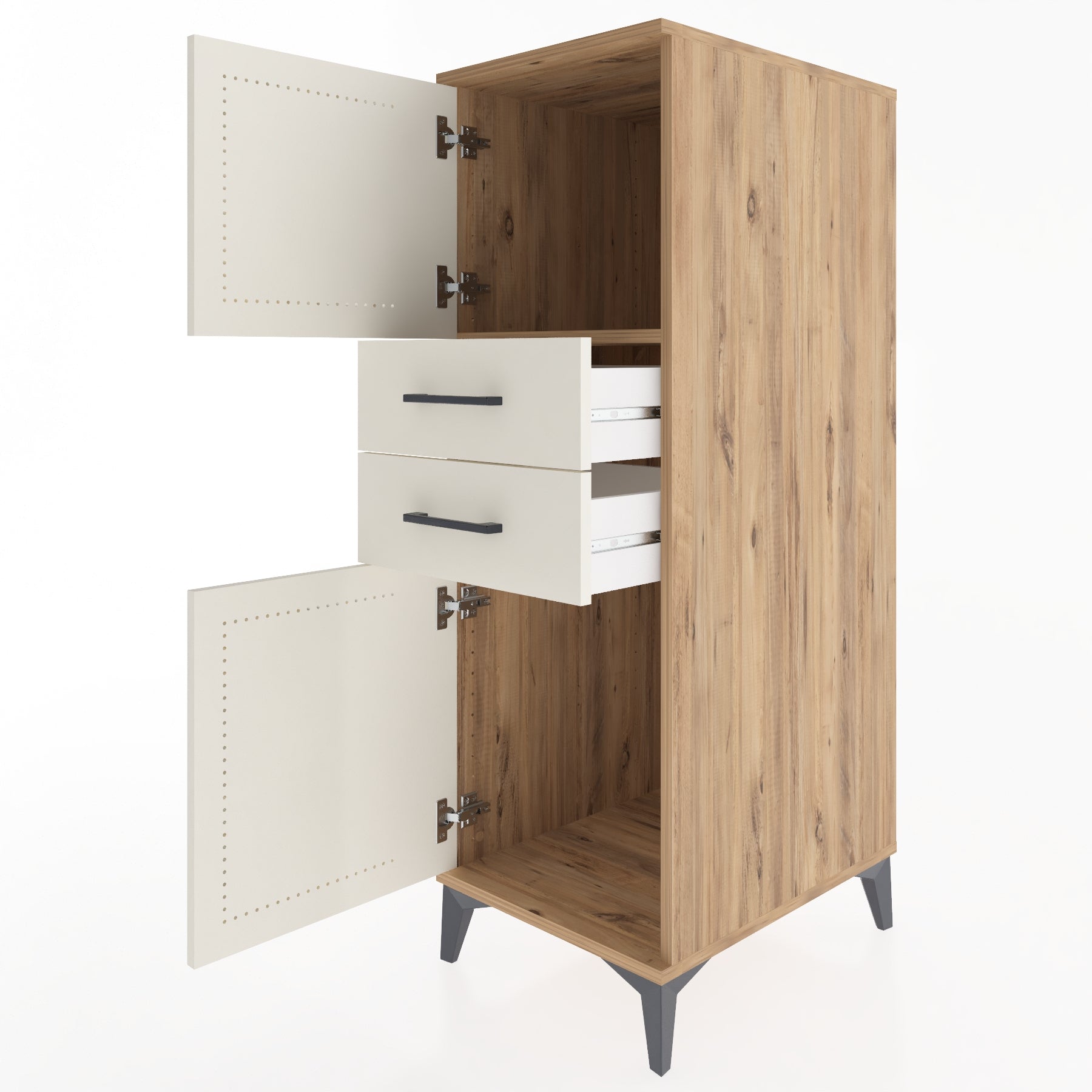 Woodntry Modular Cabinet Pine 44x59x122 cm with Doors and Drawers KC48-3
