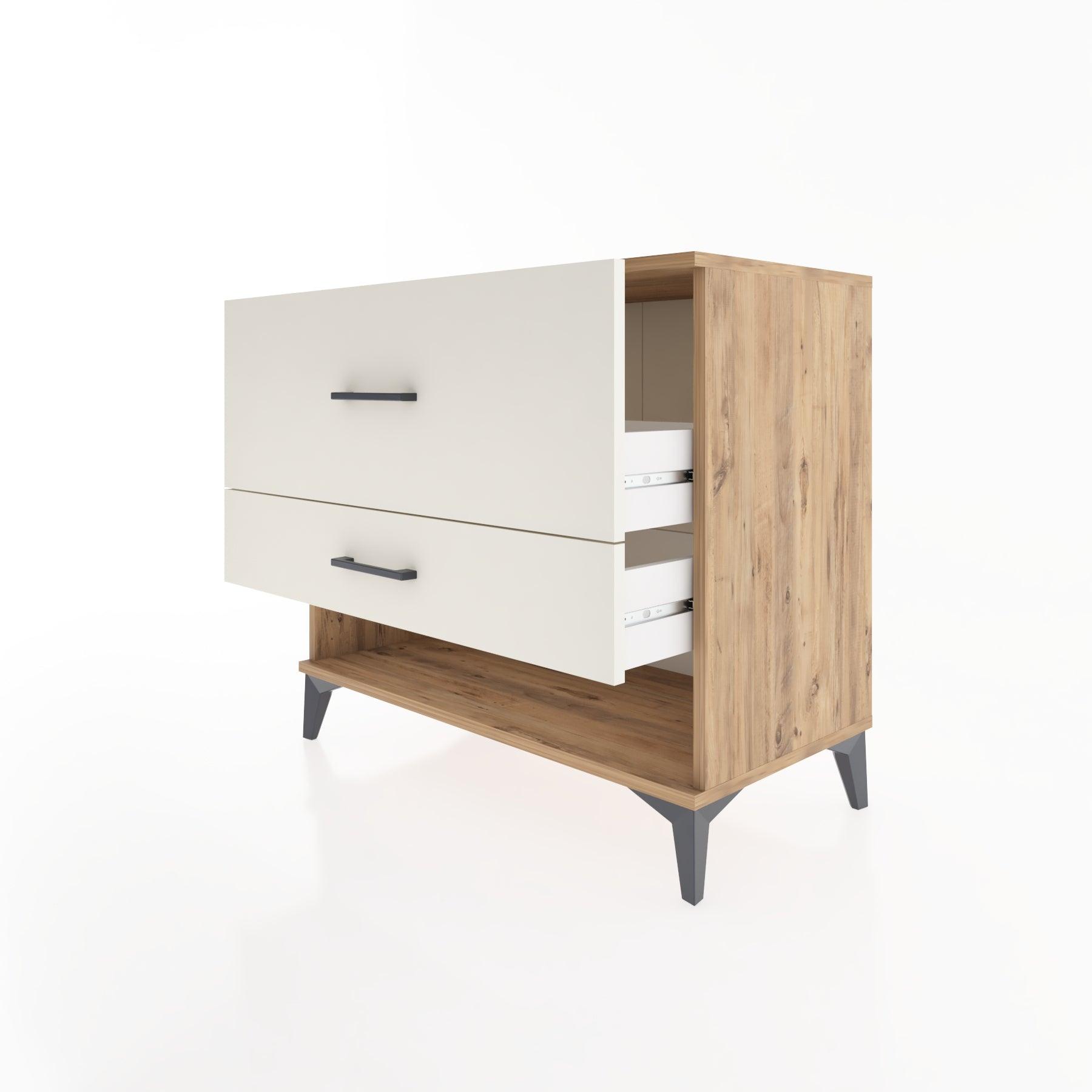 Woodntry Modüler Şifonyer Çam 88x44x68 cm Çekmeceli ve Raflı CR48-3
