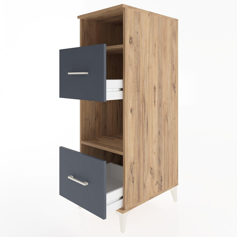 Woodntry Modüler Dolap Çam 44x30x122 cm Çekmeceli ve Raflı CR98-3